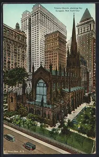 AK New York, NY, Trinity Church showing Sky Scrapers