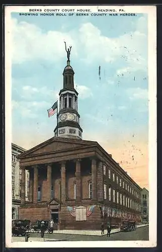 AK Reading, PA, Berks County Court House showing Honor Roll of Berks County War Heroes