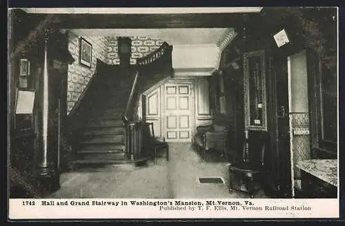 AK Mt. Vernon, VA, Washington`s Mansion, Hall and Grand Stairway