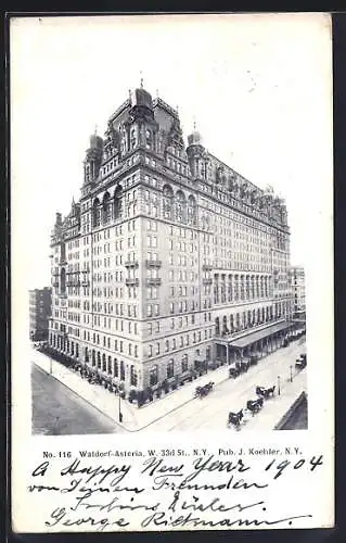 AK New York, NY, Waldorf-Astoria Hotel, W. 33d Street
