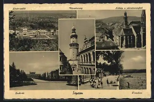 AK Sopron, Deák-tér, Tómalom, Várostorony, Löver-szálló, Látkép a várostoronyból