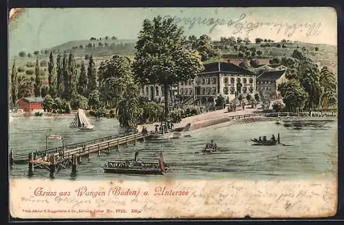 Lithographie Wangen a. Untersee, Gasthof Frieden und Anleger