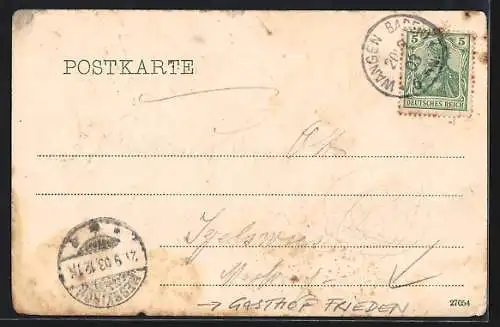 Lithographie Wangen a. Untersee, Gasthof Frieden und Anleger