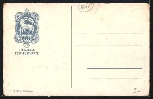 AK Cöln, XX. Intern. Eucharistischer Kongress 1909, Papst Pius X., Kardinal Vannutelli, Fischer und Bischof Heylen