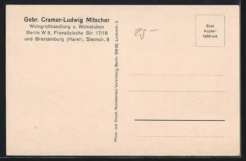 AK Berlin, Restaurant Ludwig Mitscher, Inh. Gebr. Cramer, Französische Strasse 18
