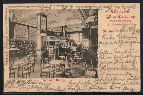 AK Berlin, Friedrichstrasse 174, Champion Wine Company, Wein-Grosshandlung, Bar u. Bodega