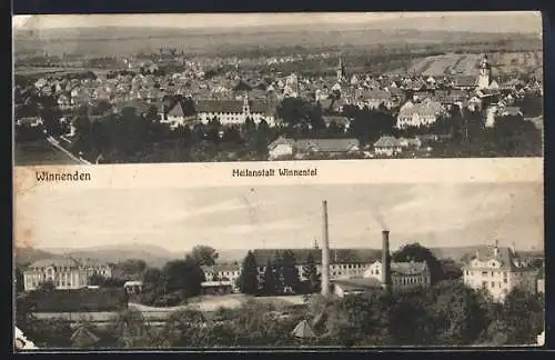 AK Winnenden, Heilanstalt Winnental und Gesamtansicht mit Umgebung