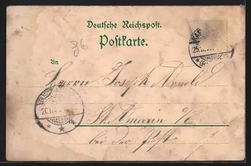 Lithographie Karlsruhe, Ortsansicht mit Parkanlage