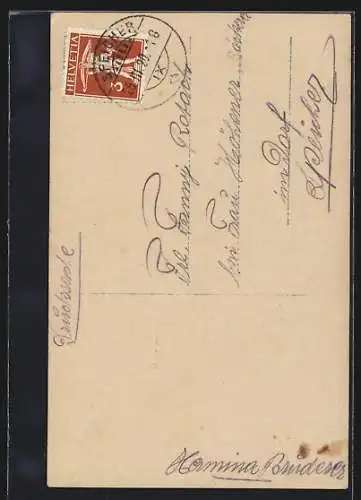 AK Konfirmandin vor einer Landschaft mit Kirche