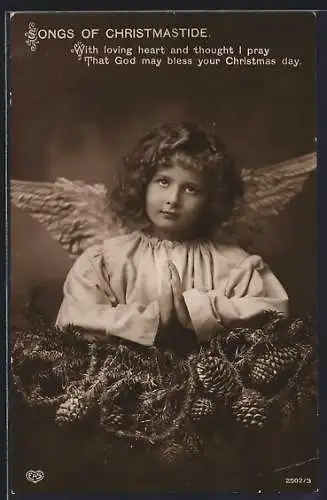 AK Betender Weihnachtsenge mit Tannenzweigen