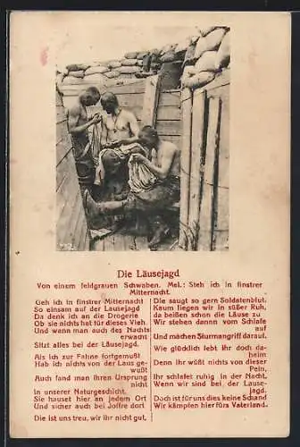 AK Soldaten im Schützengraben auf Läusejagd, Liedtext