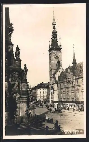 AK Olomouc, Radnice, Rathaus mit Passanten