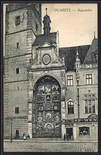 AK Olmütz, Kunstuhr und Geschäft
