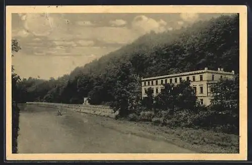 AK Lázne Teplice n. Becvou, Flusspartie am Waldrand