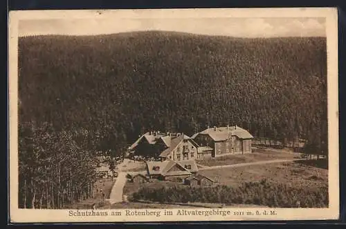 AK Rotenberg im Altvatergebirge, Blick auf das Schutzhaus