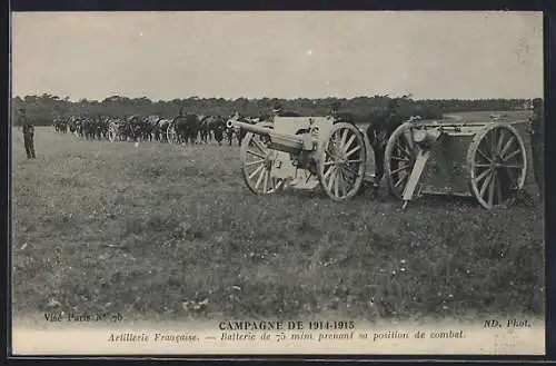 AK Artillerie Francaise, Batterie de 75 mm prenant sa position de combat