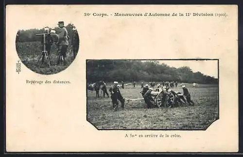 AK Corps, Manoeuvres d`Automne de la 11e Division, Repérage des distances, A 50m en arrière de la crête