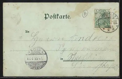 Mondschein-Lithographie Konstanz, Schloss Mainau, Conciliumsgebäude, Bodensee-Dampfer