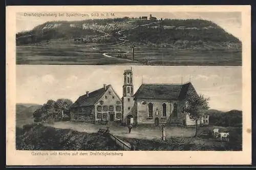 AK Spaichingen, Dreifaltigkeitsberg, Gasthaus und Kirche