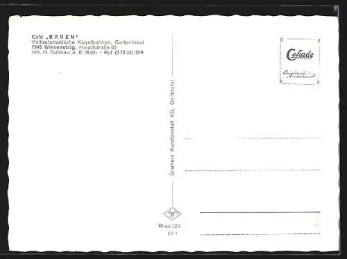 AK Wiesensteig, Cafe Bären, Hauptstrasse 60, Vollautomatische Kegelbahn