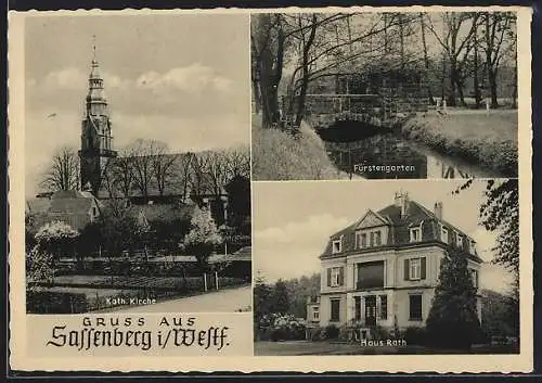 AK Sassenberg i. Westf., Kath. Kirche, Fürstengarten, Haus Rath