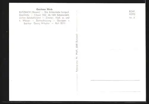 AK Butzbach i. Hessen, Gasthaus Werb mit Bauernstube & Speiseraum