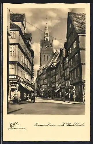 AK Hannover, Kramerstrasse mit Marktkirche