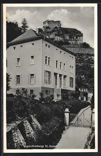 AK St. Goar, Jugendherberge mit Burg Rheinfels