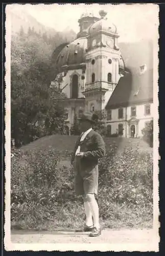 Foto-AK Ettal, Blick zum Kloster