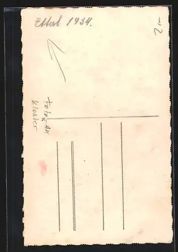 Foto-AK Ettal, Blick zum Kloster