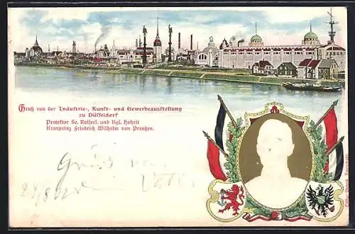AK Düsseldorf, Industrie-, Kunst- & Gewerbeausstellung, Prägung Kronprinz Fried. Wilhelm