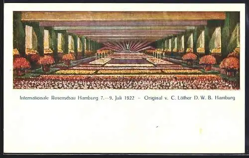AK Hamburg, Internationale Rosenschau 1922, Inneres der Ausstellungshalle