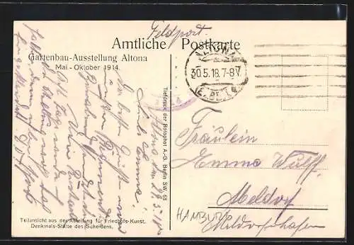 AK Hamburg, Gartenbau-Ausstellung Altona Mai-Oktober 1914, Teilansicht a. d. Abteilung Friedhofs-Kunst