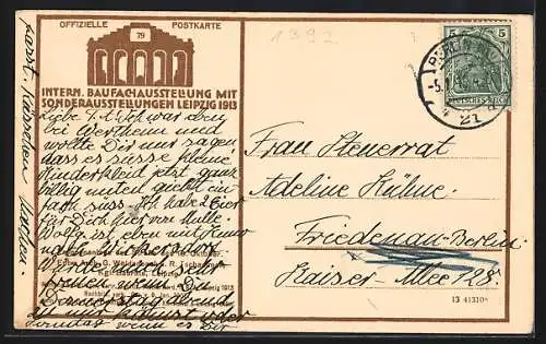 AK Leipzig, Intern. Baufachausstellung mit Sonderausstellungen 1913, Treppenanlage der Strasse des 18. Oktober