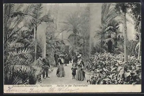 AK Mannheim, Intern. Kunst & Grosse Gartenbau-Ausstellung 1907, Partie in der Palmenhalle