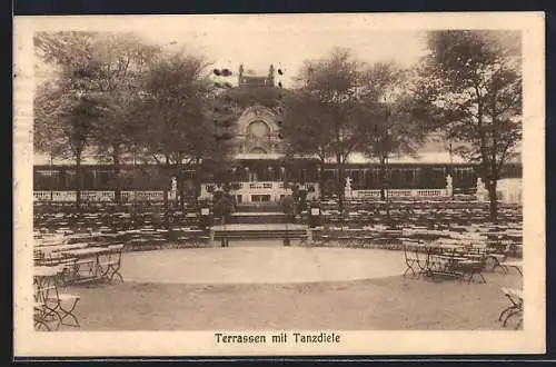 AK Berlin, Landesausstellungspark, Hauptrestaurant-Terrassen mit Tanzdiele