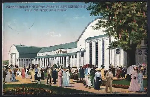 AK Dresden, Internationale Hygiene-Ausstellung 1911, Halle für Sport & Kleidung