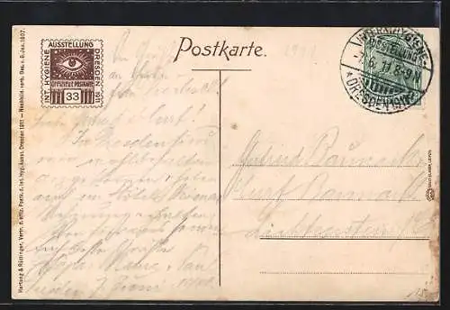 AK Dresden, Internationale Hygiene-Ausstellung 1911, Halle für Sport & Kleidung