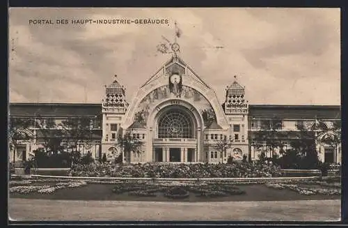 AK Nürnberg, Bayer. Jubil.-Landes-Ausstellung 1906, Portal des Haupt-Industrie-Gebäudes
