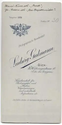 Fotografie Ludwig Gutmann, Wien, Schauspielerin Hansi Niese als Resel & Kurt von Lessen als Der Kapellmeister