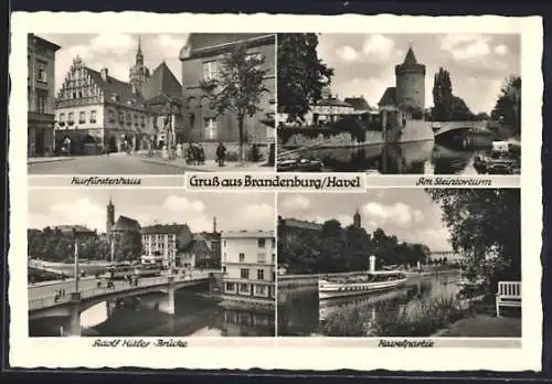 AK Brandenburg /Havel, Kurfürstenhaus, Am Steintorturm, Brücke, Havelpartie