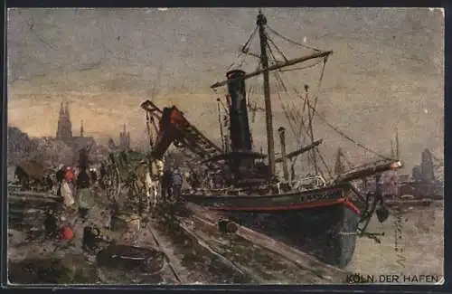 AK Köln, Hafen, Dampfer