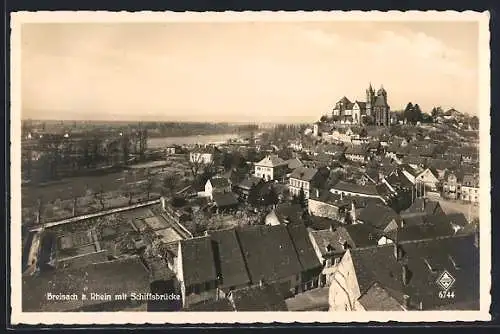 AK Breisach a. Rhein, Teilansicht mit Kirche und Schiffsbrücke