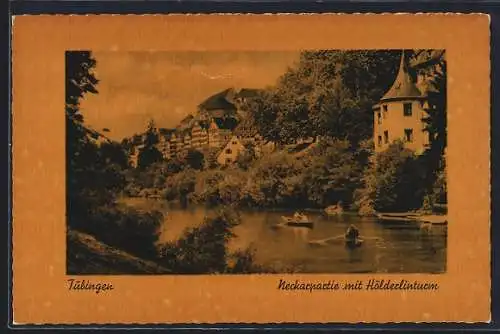 AK Tübingen, Neckarpartie mit Hölderlinturm