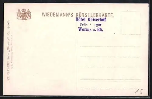 Künstler-AK Worms, Weg zur Liebfrauenkirche