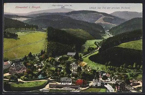 AK Blauenthal, Ortsansicht mit Auersberg