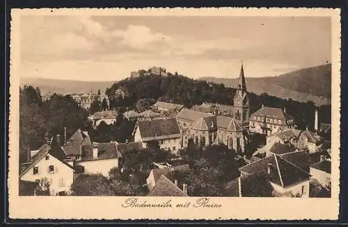 AK Badenweiler, Ortsansicht mit Ruine