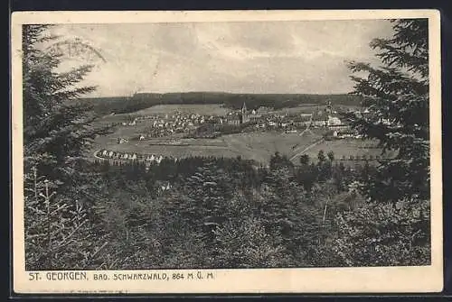 AK St. Georgen /Bad Schwarzwald, Teilansicht mit Kirche