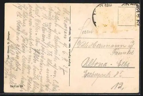 AK St. Georgen /Bad Schwarzwald, Teilansicht mit Kirche