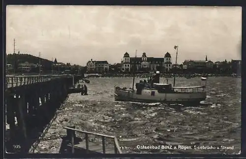 AK Binz, Seebrücke und Strand